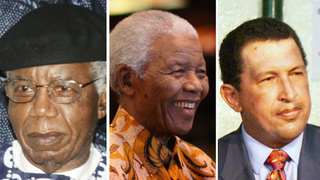Nelson Mandela (Chris Jackson/Getty Images); Hugo Chávez (Matias Recart/Getty Images); Chinua Acebe (AFP/Getty Images)